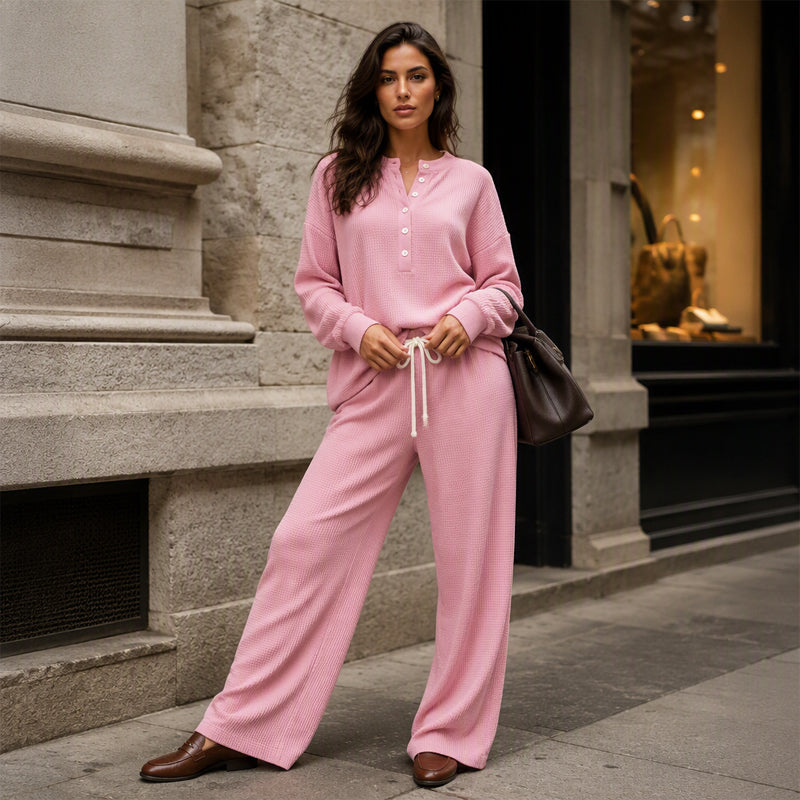 Ensemble de détente pour femme en maille gaufrée
