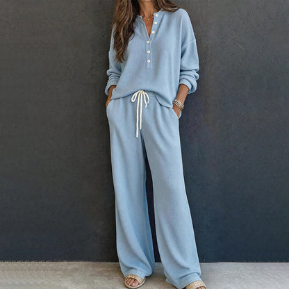 Ensemble de détente pour femme en maille gaufrée