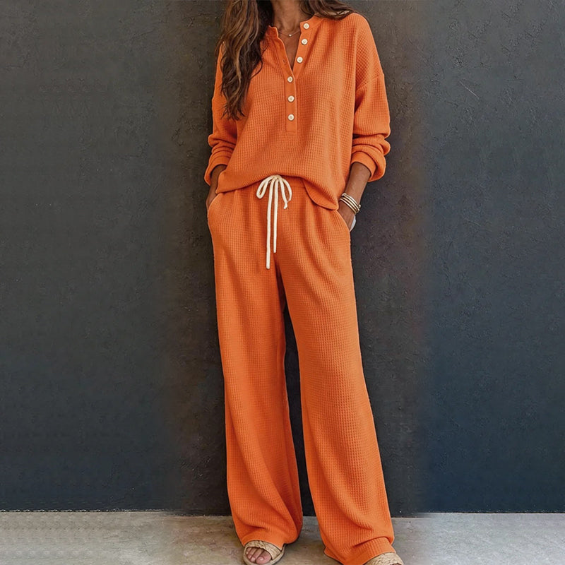 Ensemble de détente pour femme en maille gaufrée