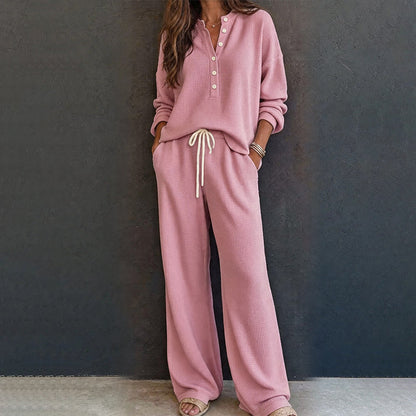 Ensemble de détente pour femme en maille gaufrée