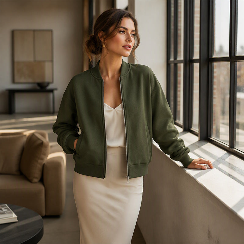 Veste décontractée zippée pour femme