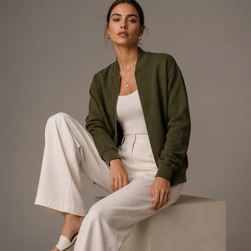 Veste décontractée zippée pour femme