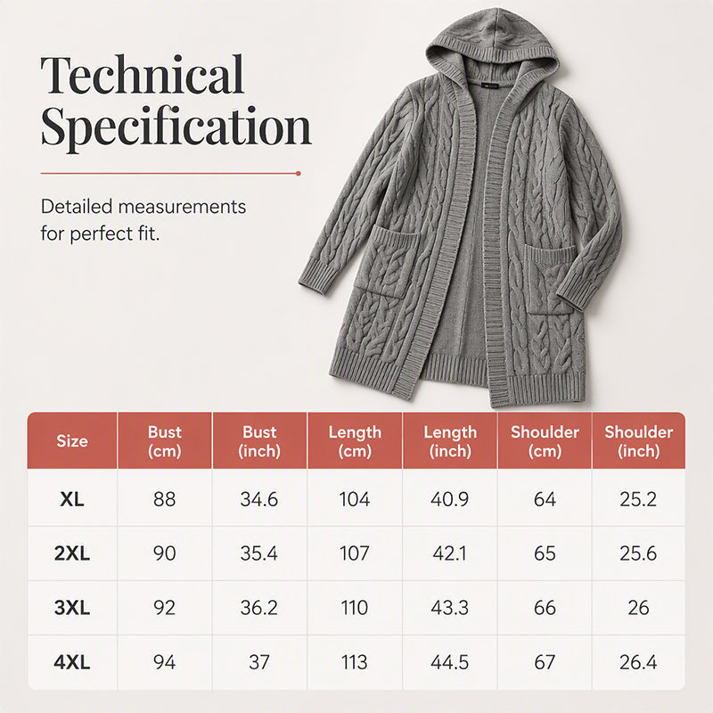 Cardigan long à capuche en maille pour femme, avec poches