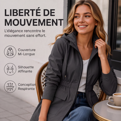 Veste de imperméable à capuche résistante à l'eau pour femme