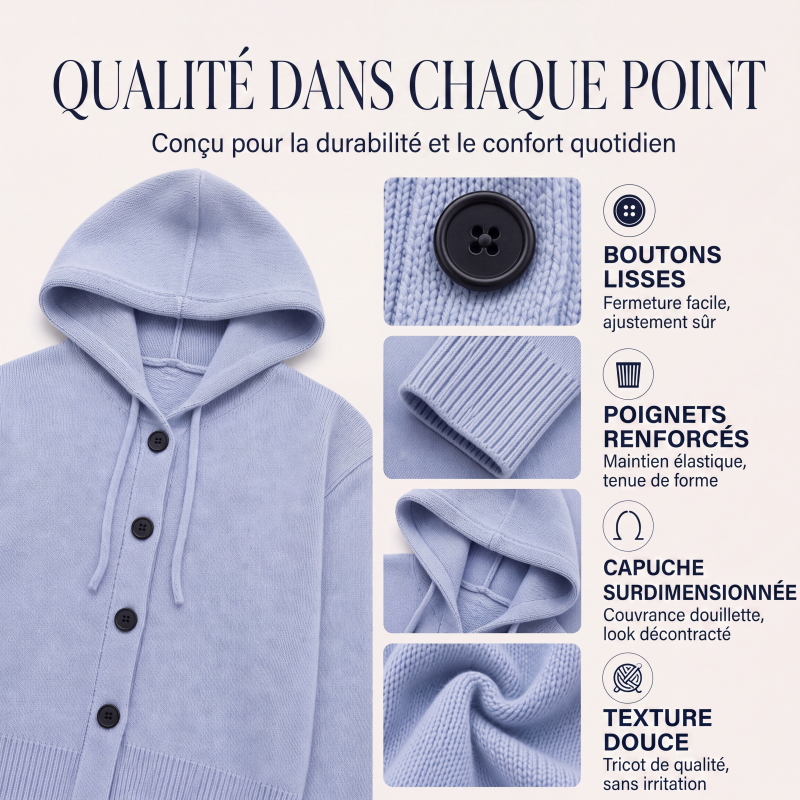 Cardigan en maille à capuche pour femme