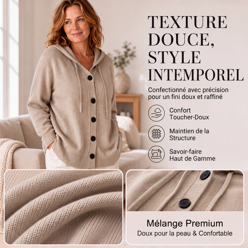 Cardigan en maille à capuche pour femme