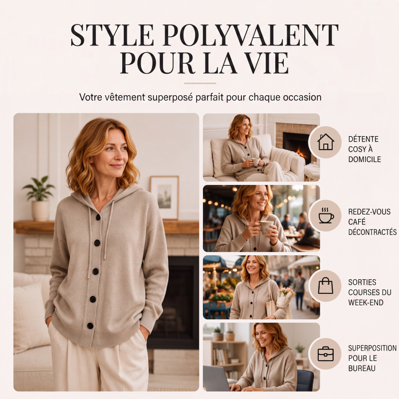 Cardigan en maille à capuche pour femme
