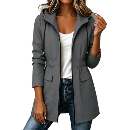 Veste de imperméable à capuche résistante à l'eau pour femme