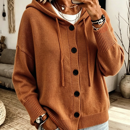 Cardigan en maille à capuche pour femme