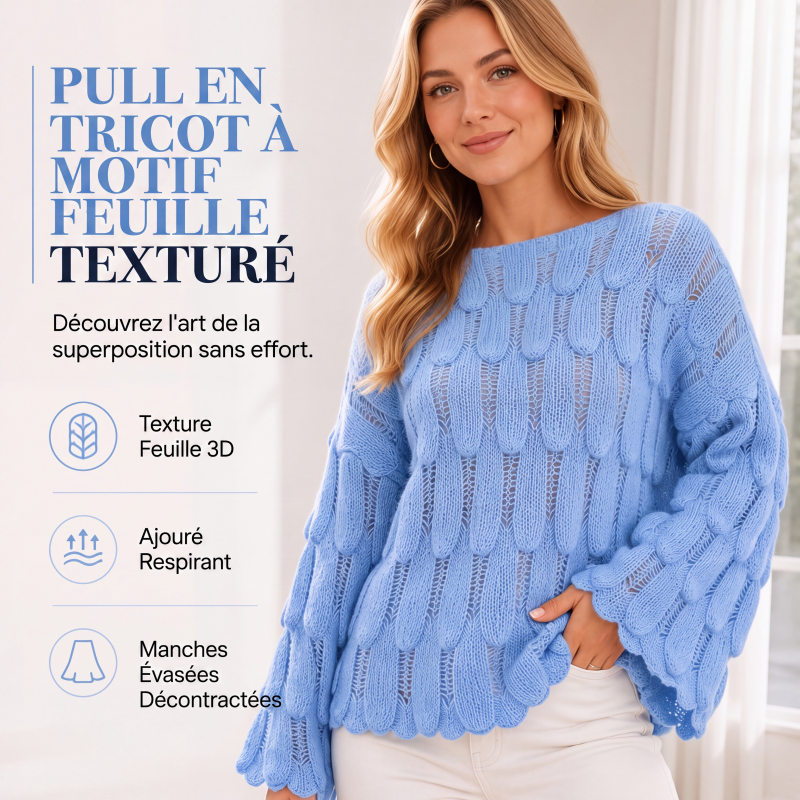Pull en maille décontracté ajouré pour femme