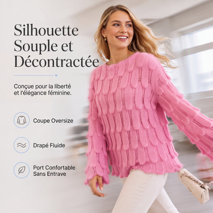 Pull en maille décontracté ajouré pour femme