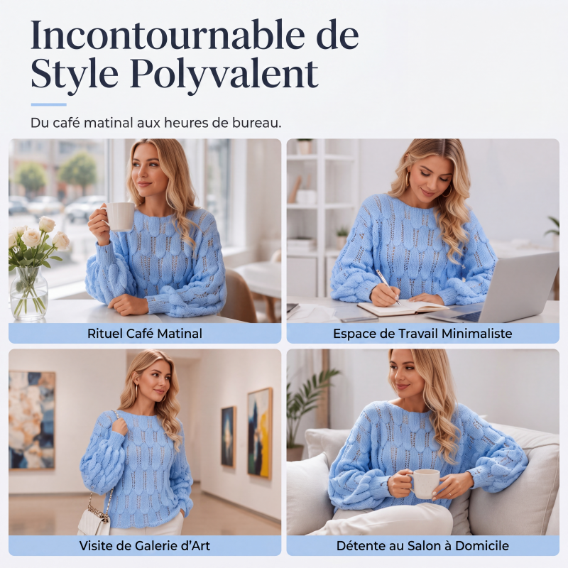 Pull en maille décontracté ajouré pour femme
