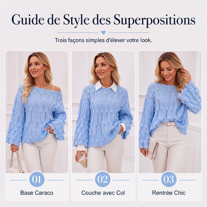 Pull en maille décontracté ajouré pour femme