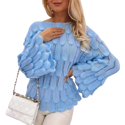 Pull en maille décontracté ajouré pour femme
