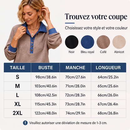 Haut en maille pour femme avec col en jean contrasté