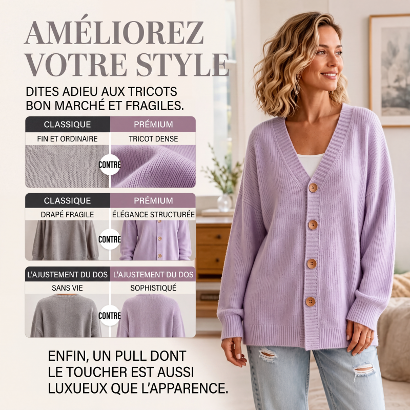 Cardigan en maille oversize à col V pour femme