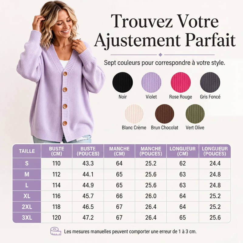 Cardigan en maille oversize à col V pour femme