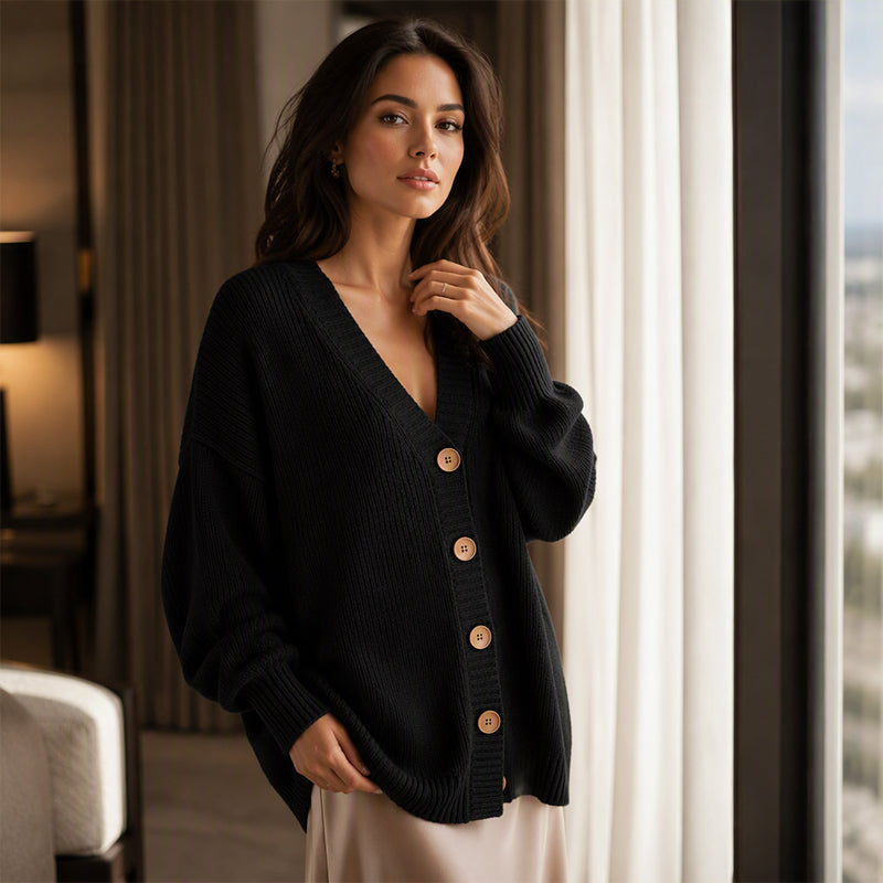 Cardigan en maille oversize à col V pour femme