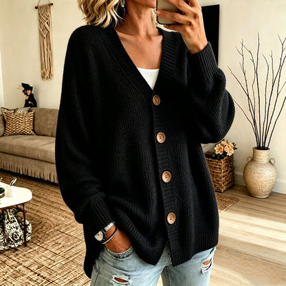 Cardigan en maille oversize à col V pour femme