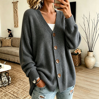 Cardigan en maille oversize à col V pour femme