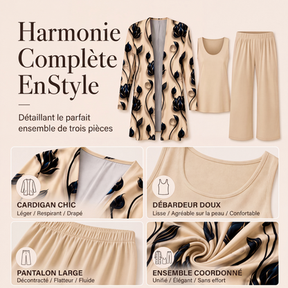 Ensemble 3 pièces imprimé élégant pour femme