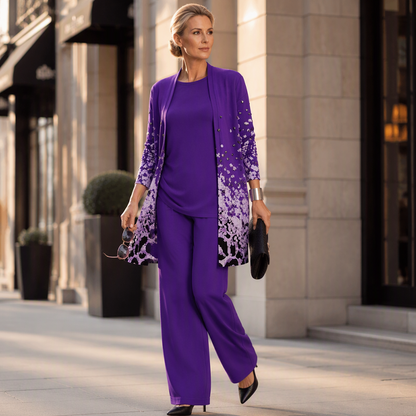Ensemble 3 pièces imprimé élégant pour femme