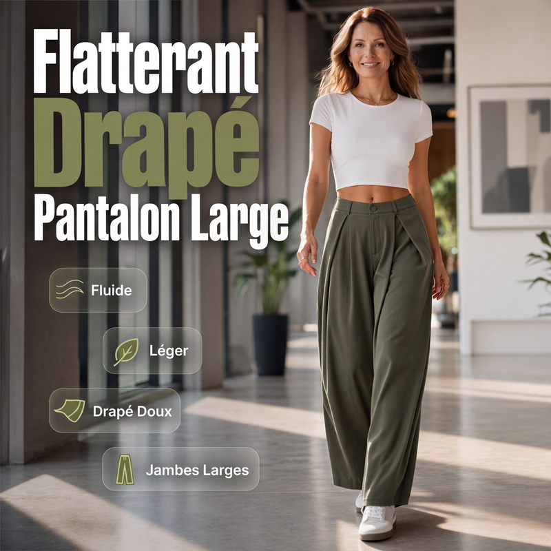Pantalon large plissé pour femme
