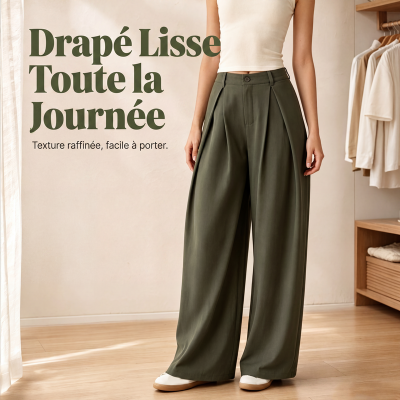Pantalon large plissé pour femme