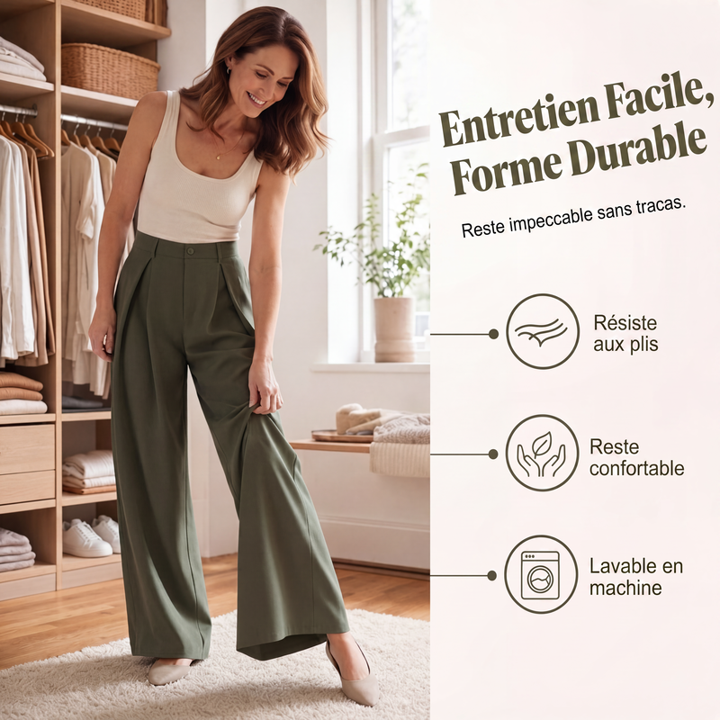 Pantalon large plissé pour femme