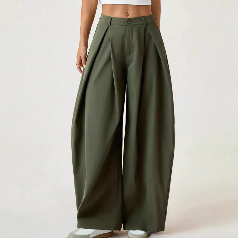 Pantalon large plissé pour femme