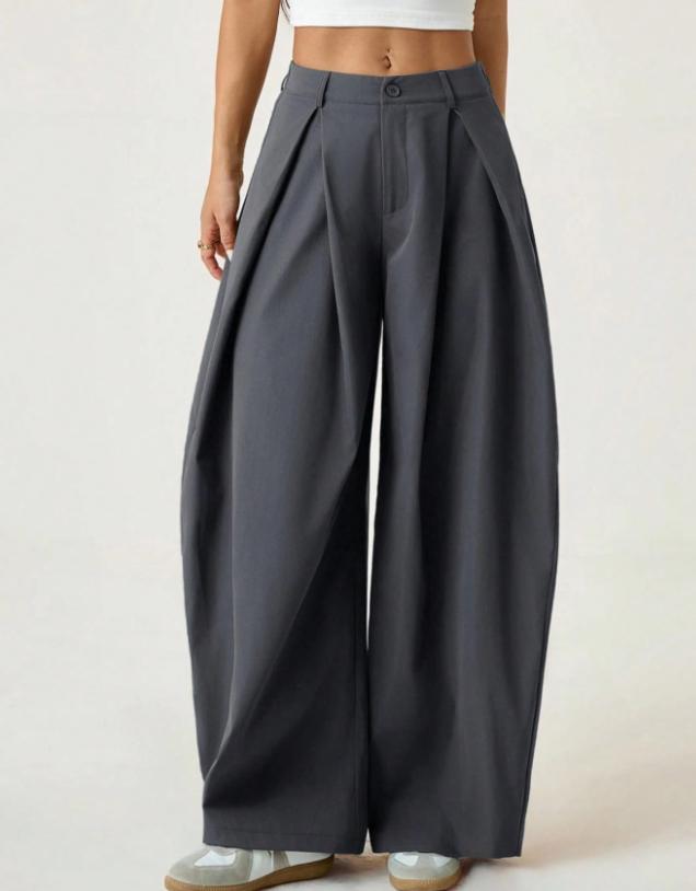 Pantalon large plissé pour femme