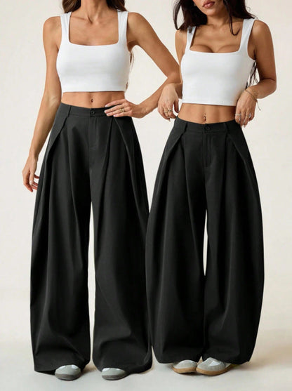 Pantalon large plissé pour femme