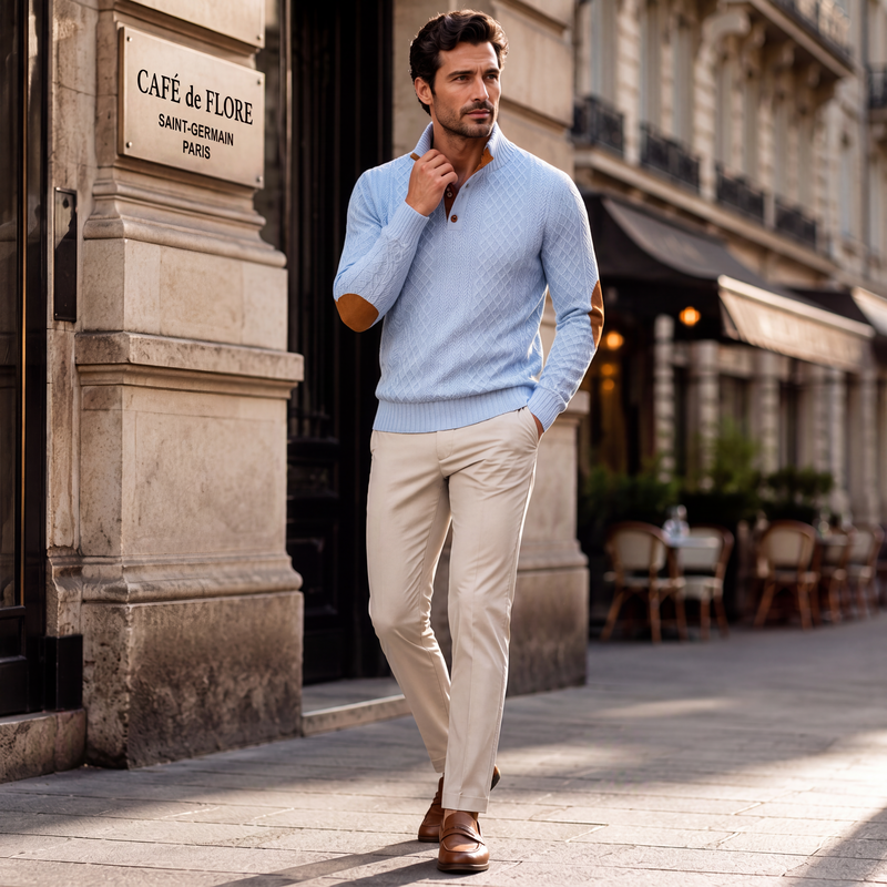 Sweat-shirt décontracté ample en jacquard pour homme