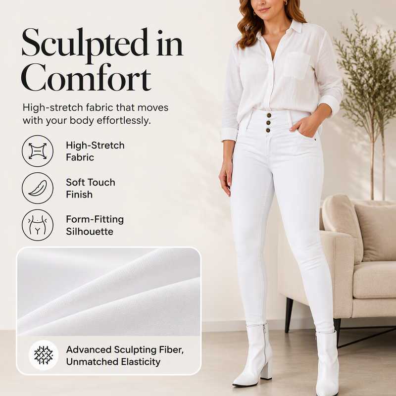 Pantalon skinny élastique à taille haute pour femme