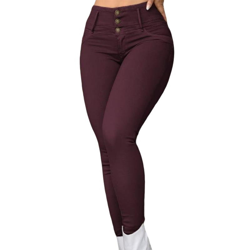 Pantalon skinny élastique à taille haute pour femme