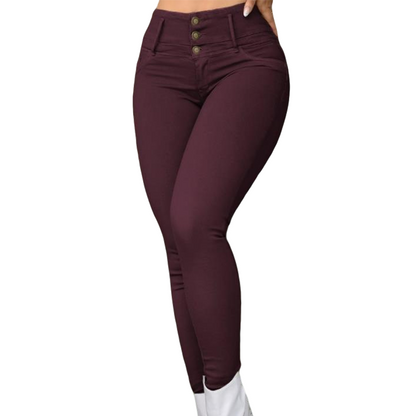 Pantalon skinny élastique à taille haute pour femme
