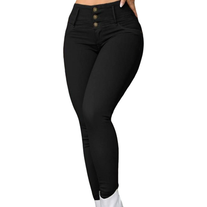 Pantalon skinny élastique à taille haute pour femme