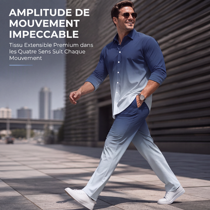 Ensemble chemise décontractée et pantalon grande taille pour homme