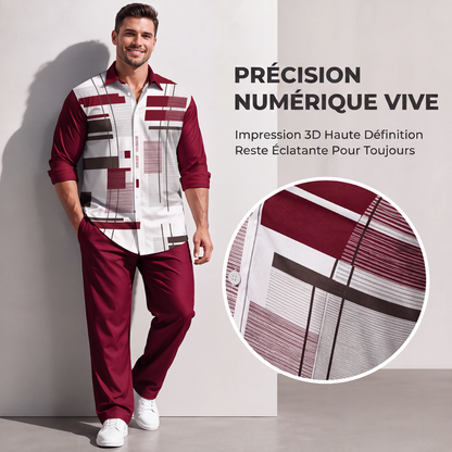 Ensemble chemise décontractée et pantalon grande taille pour homme