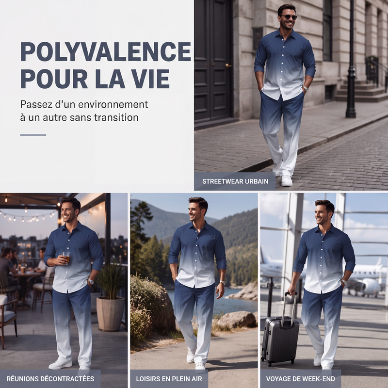 Ensemble chemise décontractée et pantalon grande taille pour homme