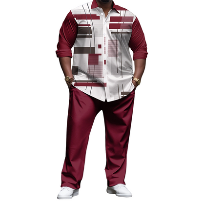 Ensemble chemise décontractée et pantalon grande taille pour homme