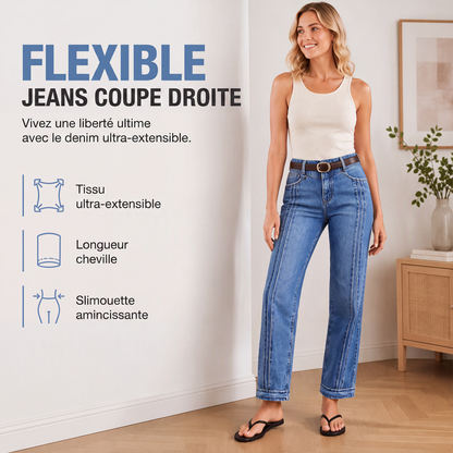 Jeans décontractés stretch à jambe droite pour femme
