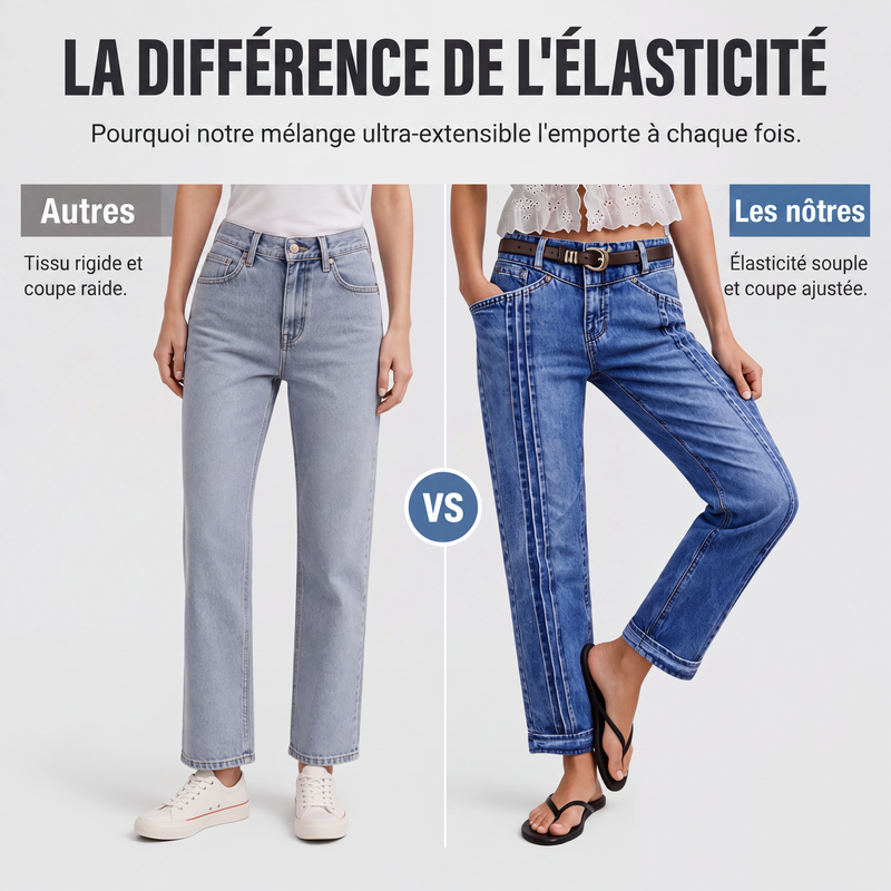 Jeans décontractés stretch à jambe droite pour femme