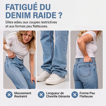 Jeans décontractés stretch à jambe droite pour femme