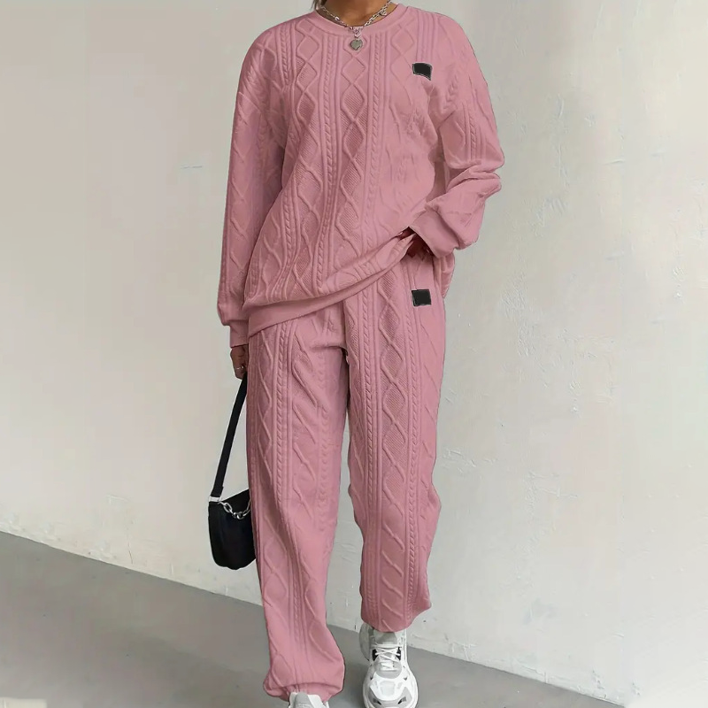 🌸Promotion exceptionnelle : 50 % de réduction 💖 Ensemble 2 pièces décontracté composé d'un pull en maille à manches longues et d'un pantalon