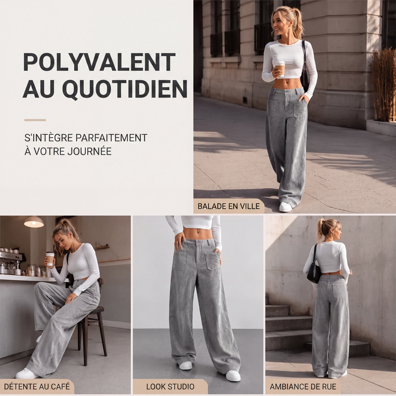 Pantalon large décontracté coupe relax pour femme