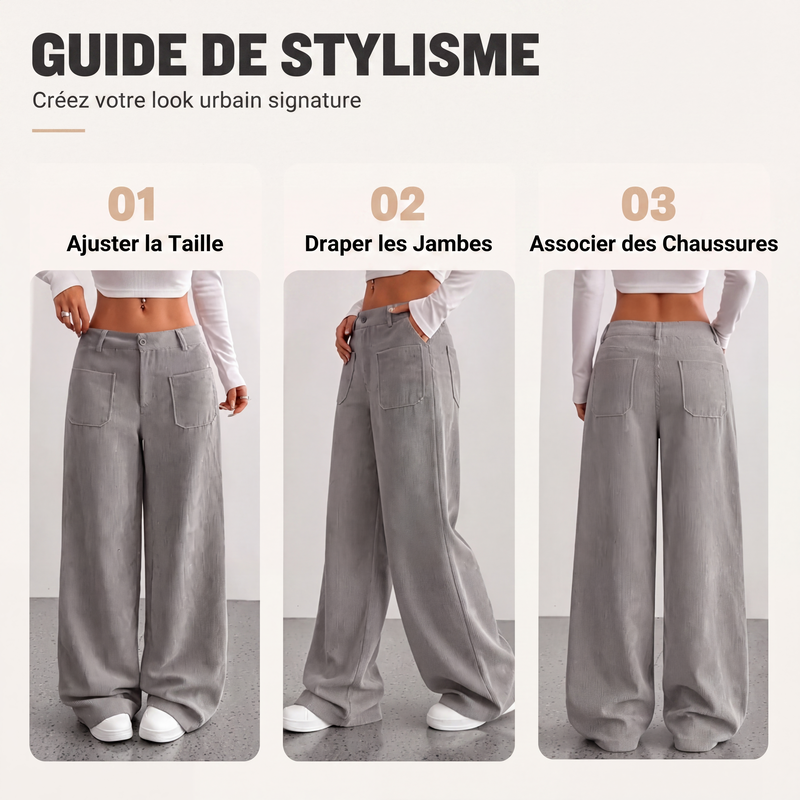 Pantalon large décontracté coupe relax pour femme