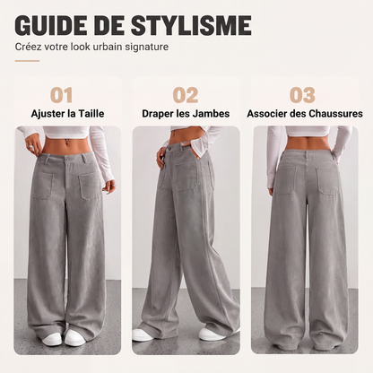 Pantalon large décontracté coupe relax pour femme