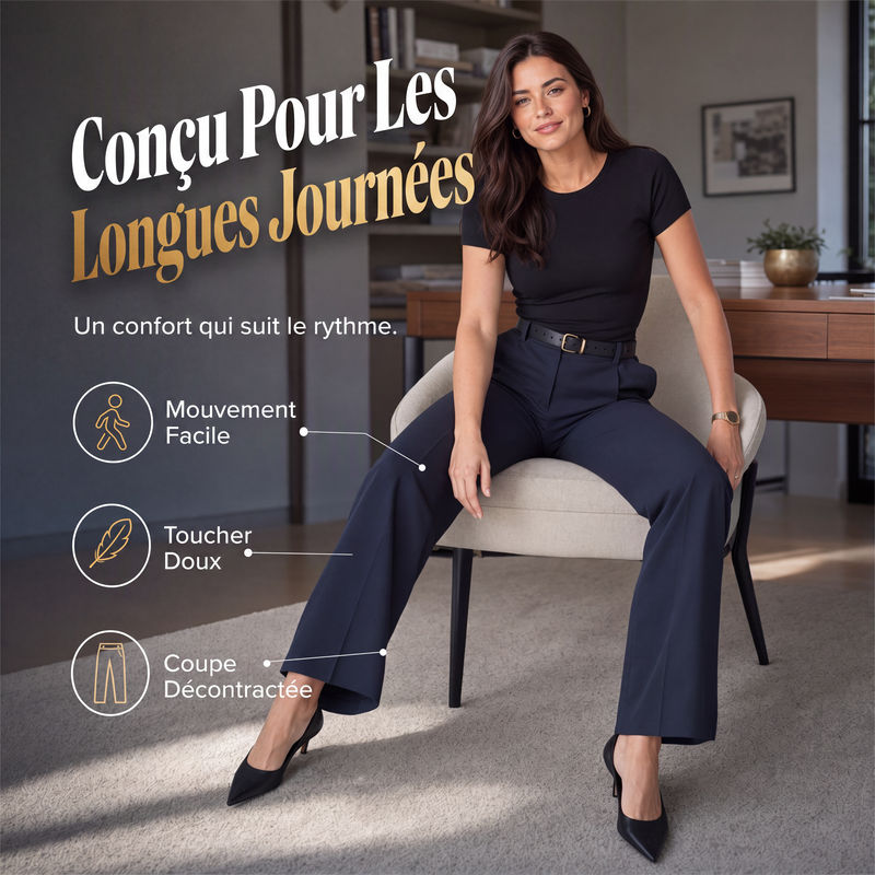 Pantalon droit décontracté à taille haute pour femme