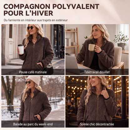 Veste cardigan décontractée à fermeture éclair pour femme